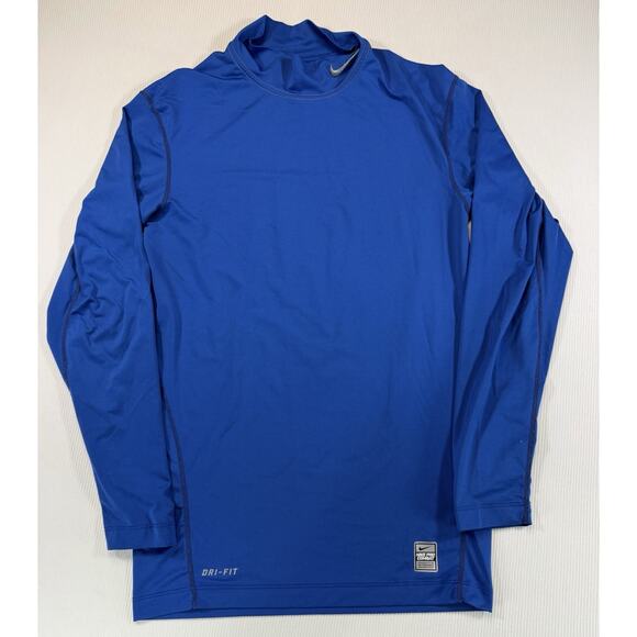 Nike Other - Nike Pro Combat Dri-Fit Compression Mock Neck Shirt Mens Large Blue